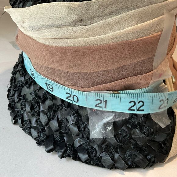 Valerie Modes Bucket Hat women’s OSFM woven straw ribbon Jewel detail rhinestone - Picture 9 of 11